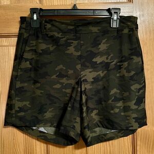 SPANX Olive & Black Camo Athletic Shorts